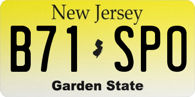 NJ license plate B71SPO