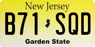 NJ license plate B71SQD
