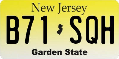 NJ license plate B71SQH