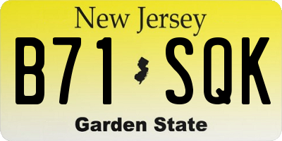 NJ license plate B71SQK