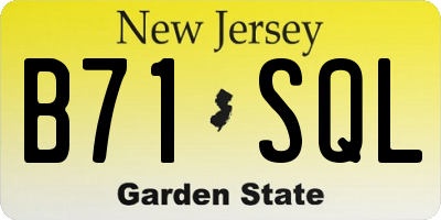 NJ license plate B71SQL