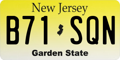 NJ license plate B71SQN