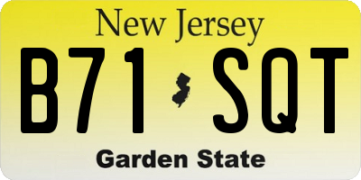 NJ license plate B71SQT