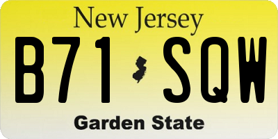 NJ license plate B71SQW