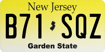 NJ license plate B71SQZ