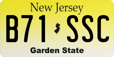 NJ license plate B71SSC