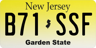 NJ license plate B71SSF