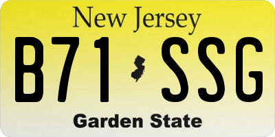 NJ license plate B71SSG