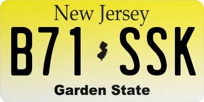 NJ license plate B71SSK