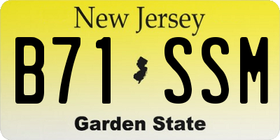 NJ license plate B71SSM