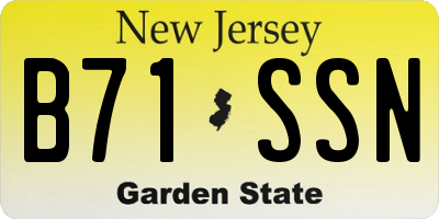 NJ license plate B71SSN