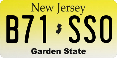 NJ license plate B71SSO