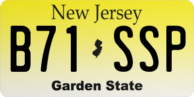 NJ license plate B71SSP