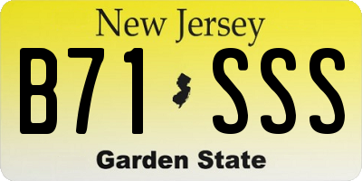 NJ license plate B71SSS