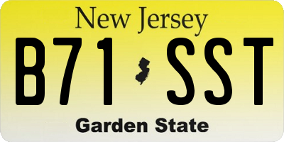 NJ license plate B71SST
