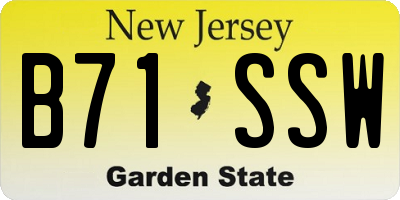NJ license plate B71SSW