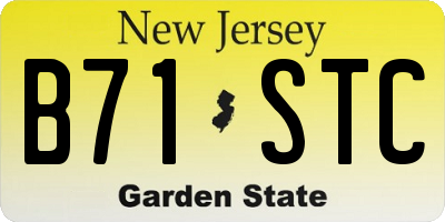 NJ license plate B71STC