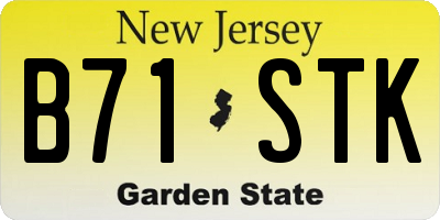 NJ license plate B71STK