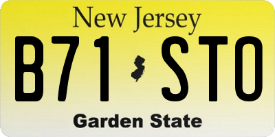 NJ license plate B71STO