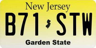 NJ license plate B71STW
