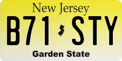 NJ license plate B71STY