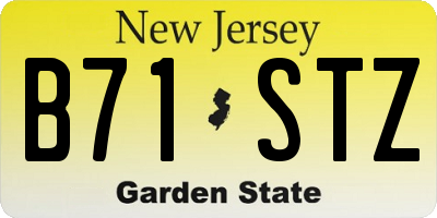 NJ license plate B71STZ