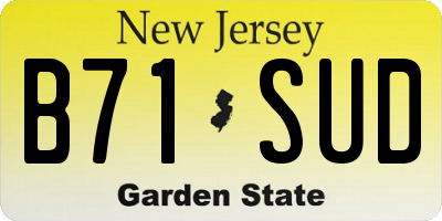 NJ license plate B71SUD