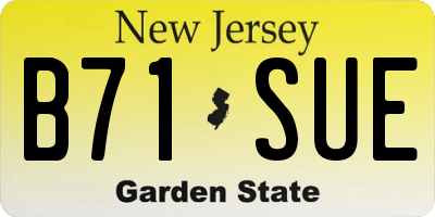 NJ license plate B71SUE