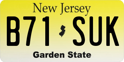 NJ license plate B71SUK