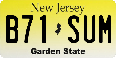 NJ license plate B71SUM