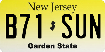 NJ license plate B71SUN