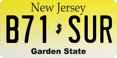 NJ license plate B71SUR