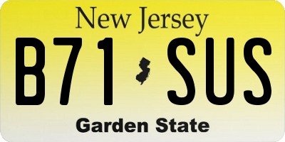 NJ license plate B71SUS