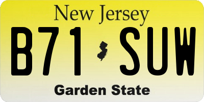 NJ license plate B71SUW