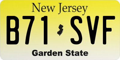 NJ license plate B71SVF