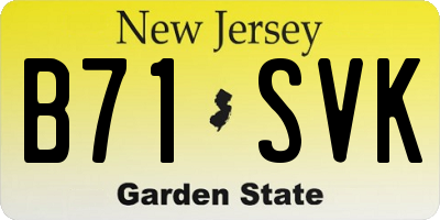 NJ license plate B71SVK