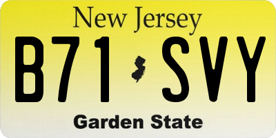 NJ license plate B71SVY