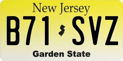 NJ license plate B71SVZ