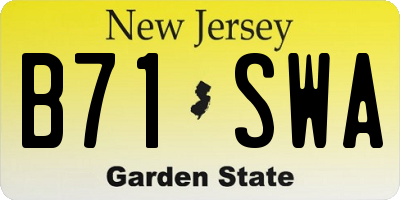 NJ license plate B71SWA