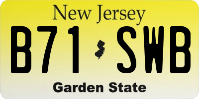 NJ license plate B71SWB