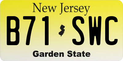 NJ license plate B71SWC