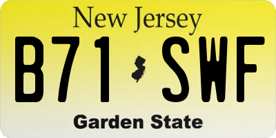 NJ license plate B71SWF