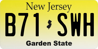 NJ license plate B71SWH