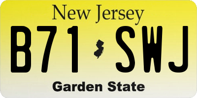NJ license plate B71SWJ