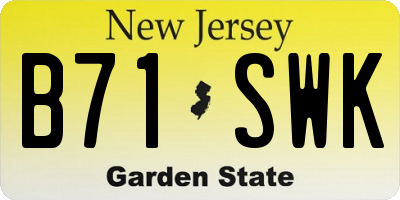 NJ license plate B71SWK