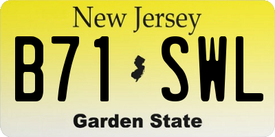 NJ license plate B71SWL