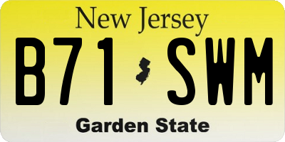 NJ license plate B71SWM