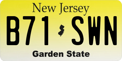 NJ license plate B71SWN