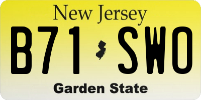 NJ license plate B71SWO
