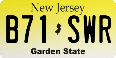 NJ license plate B71SWR
